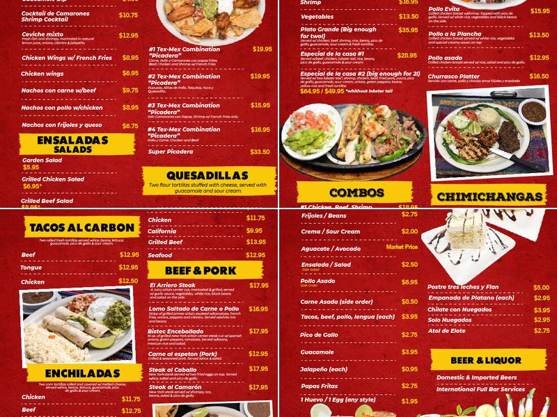 El Sombrerito Tex Mex Menu