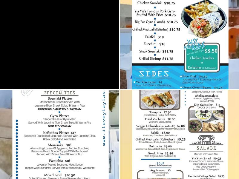 YiaYia's Kitchen Menu