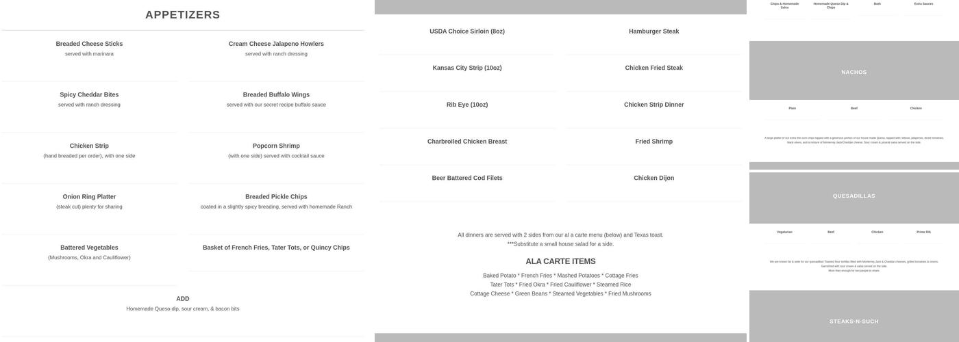 Quincy's Bar & Grill Menu