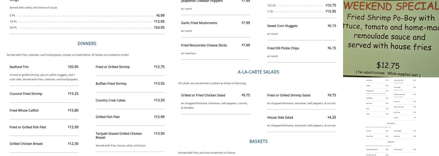 Big Jim's Restaurant Menu