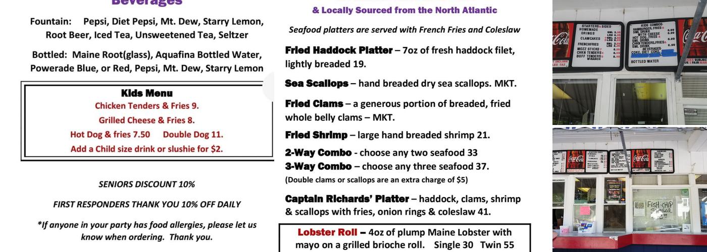 Richards' Dairy Delight Menu