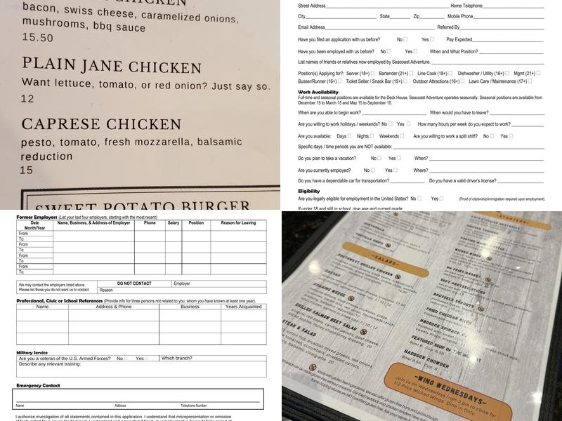 Deck House Tavern Menu