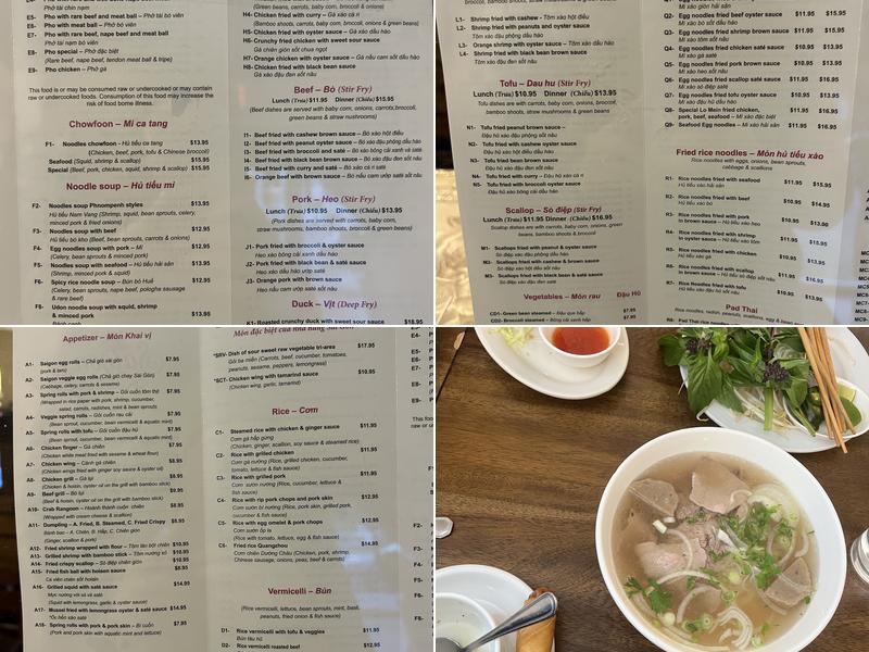 Saigon Restaurant Menu