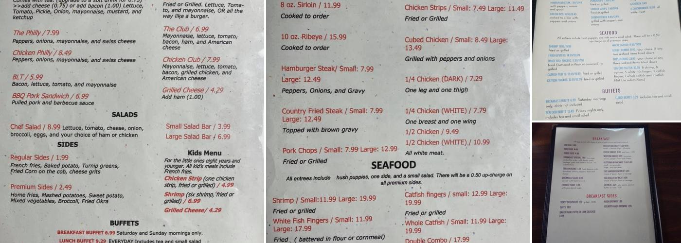 Apalachee Restaurant Menu