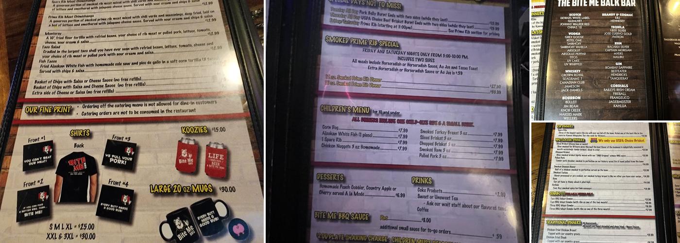 Bite Me BBQ Menu