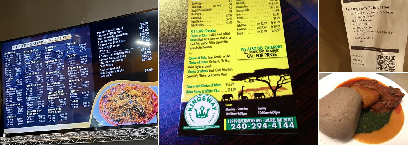 KINGSWAY Menu