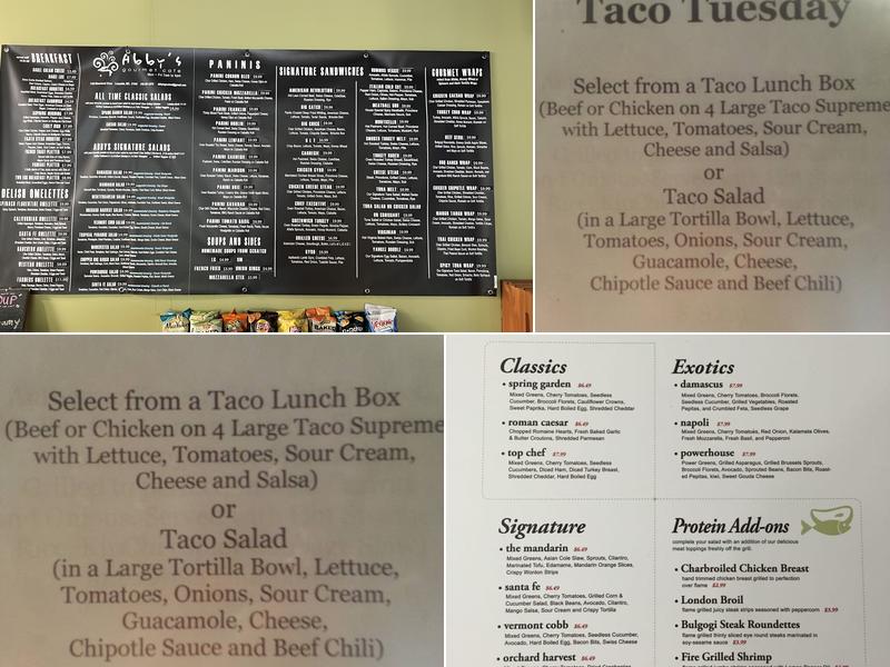 Abby's Market Cafe Menu