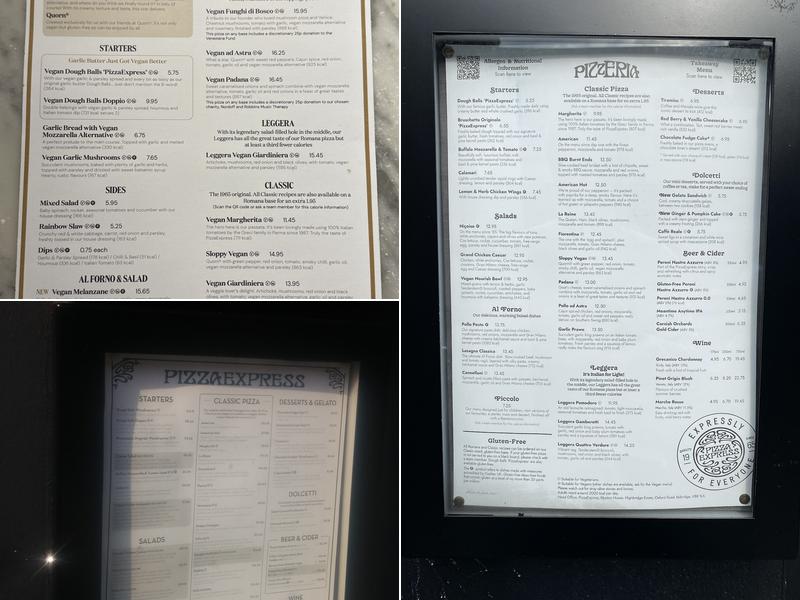Pizza Express Menu