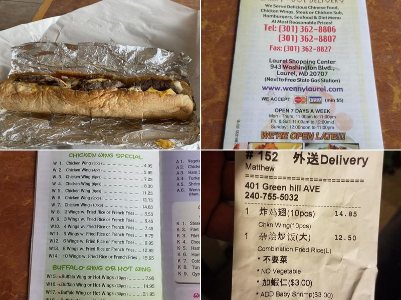 Wenny's Carryout Menu