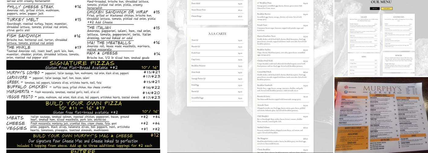 Murphy’s Corner Menu