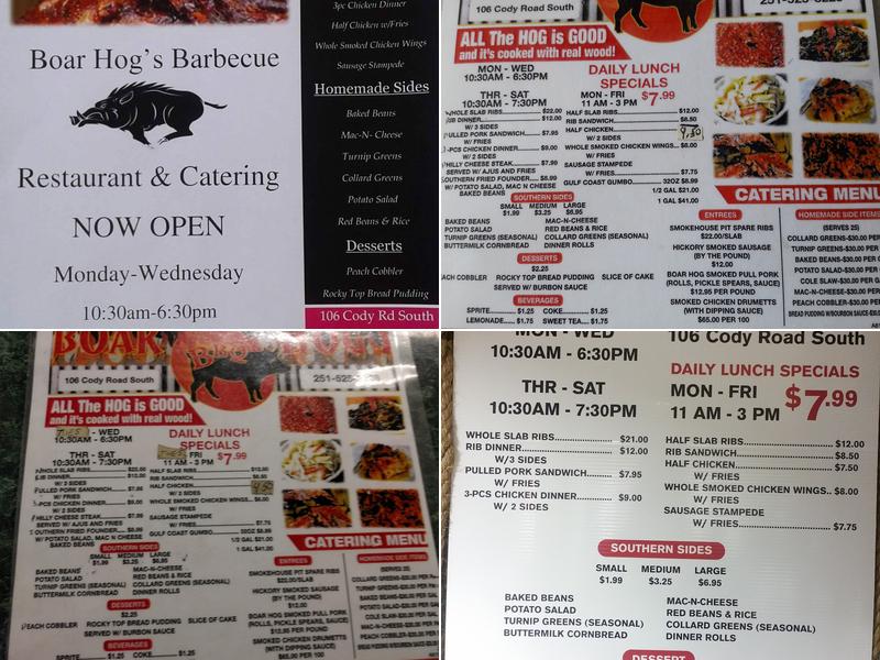 Boar Hog's Barbecue & Catering Menu