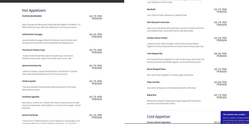 Infinite Catering Menu