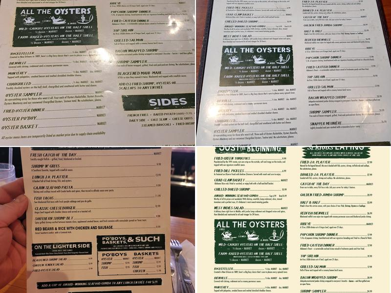 Wintzell's Oyster House Menu