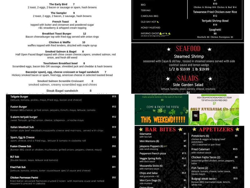 Fusion Bar & Grill Menu