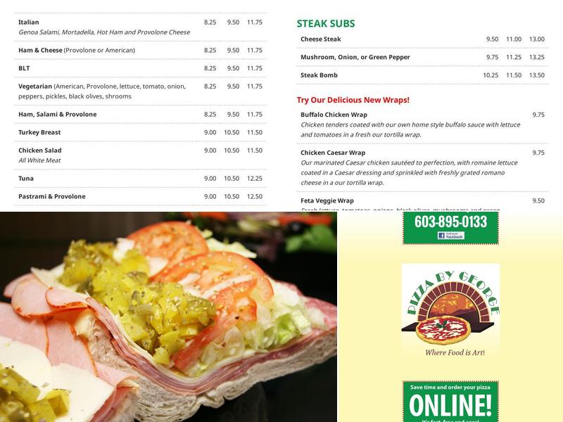 Pizza By George Menu