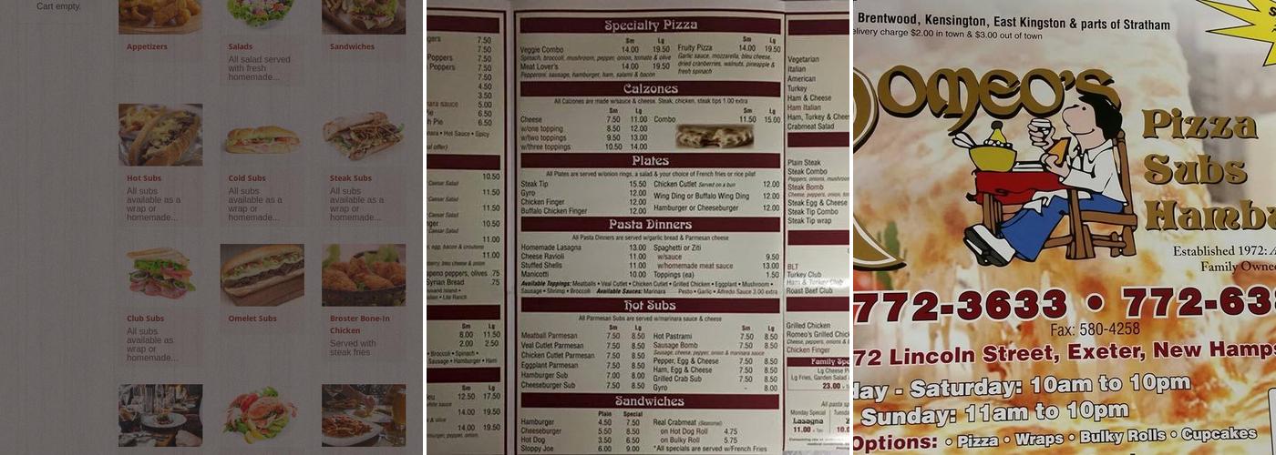 Romeo's Menu