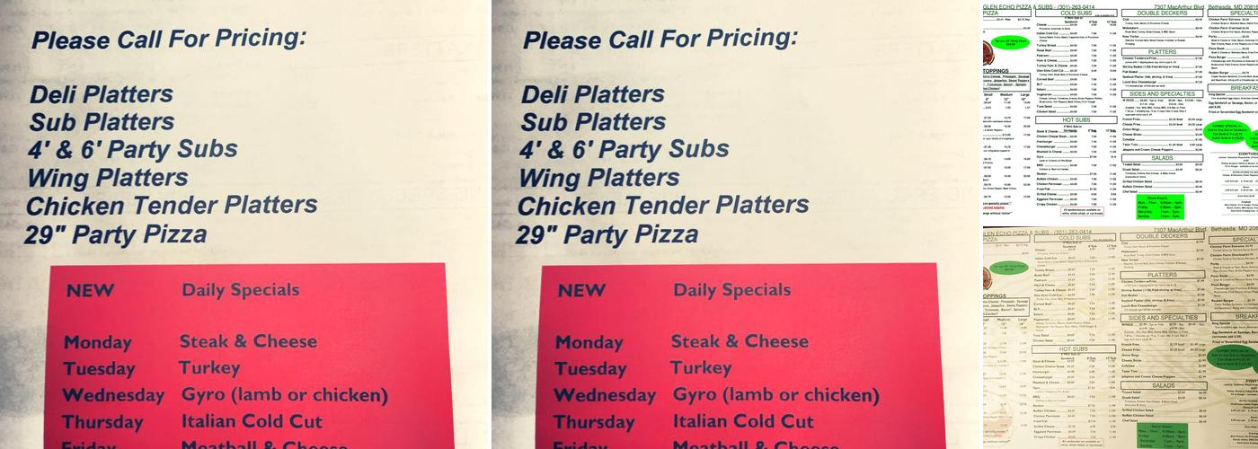 Glen Echo Pizza & Subs Menu