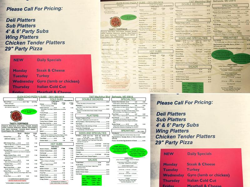 Glen Echo Pizza & Subs Menu