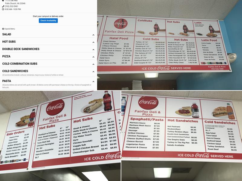 Fairfax Deli & Pizza y La tarateñita Menu