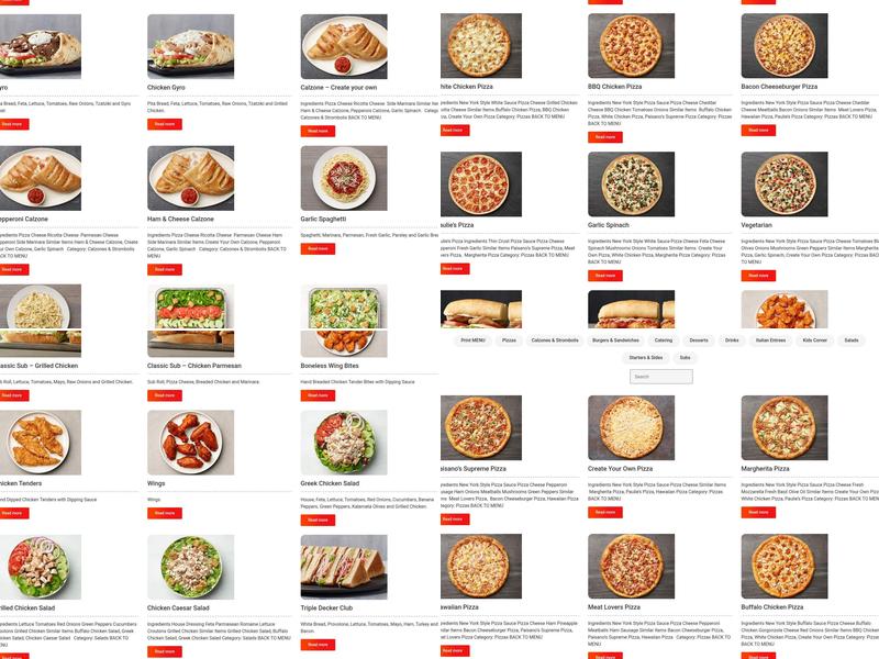 Paisano's Pizza Menu