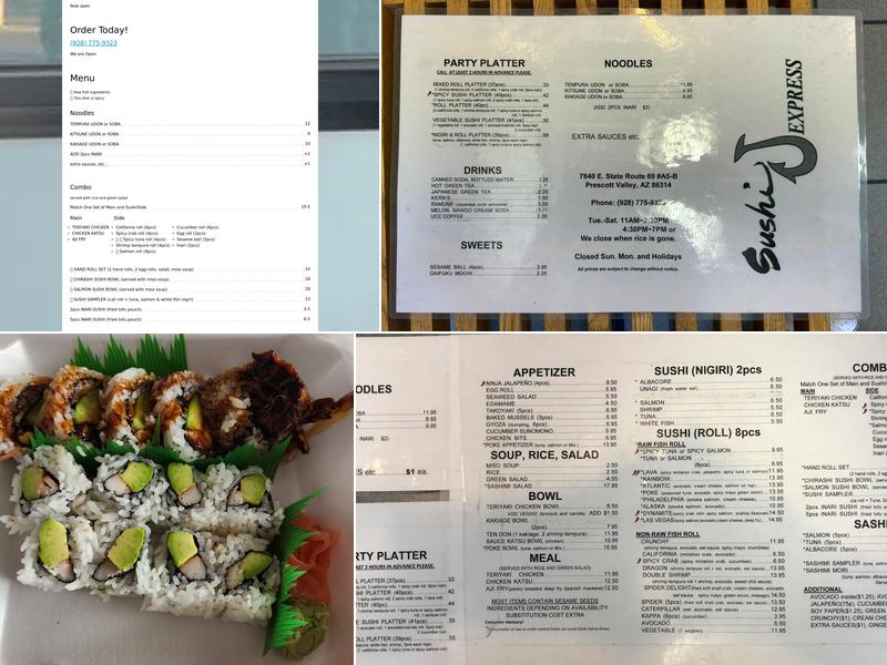 Sushi J Express Menu