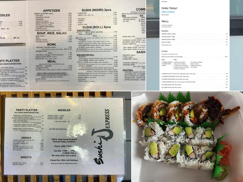 Sushi J Express Menu