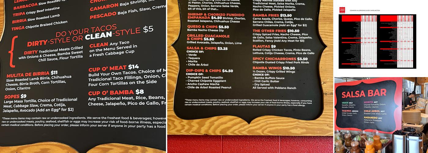 Taco Bamba Menu