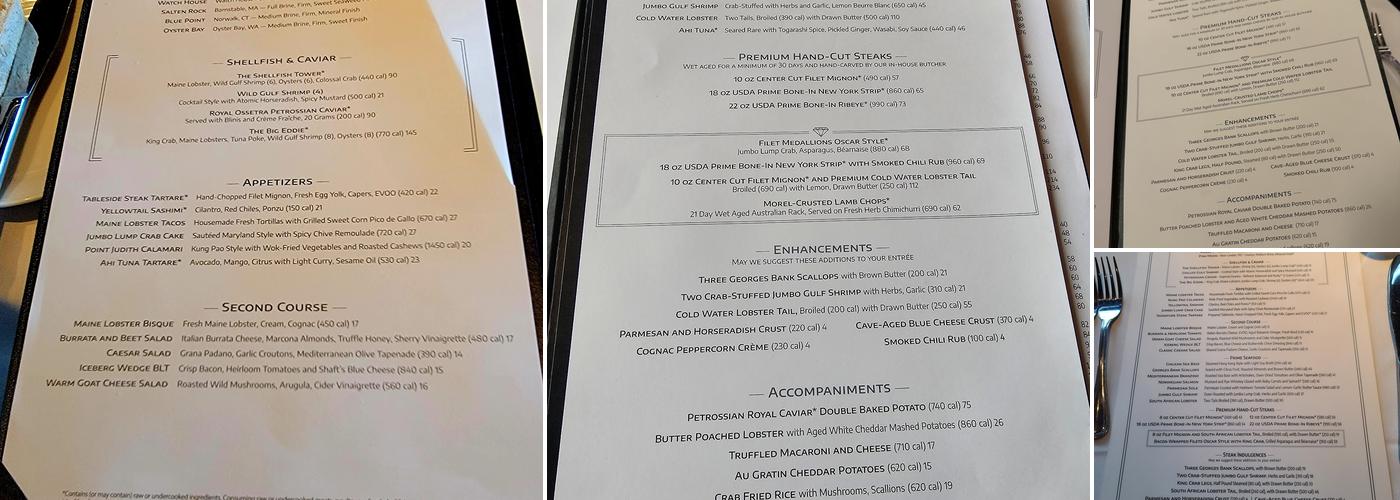 Eddie V's Prime Seafood Menu