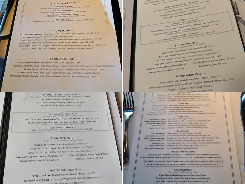 Eddie V's Prime Seafood Menu