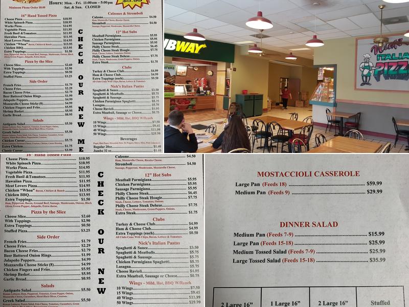 Nick's Italian Pizza Menu