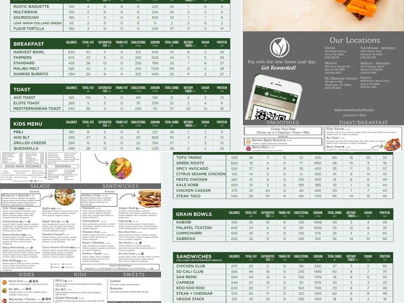 Sweet Leaf Menu