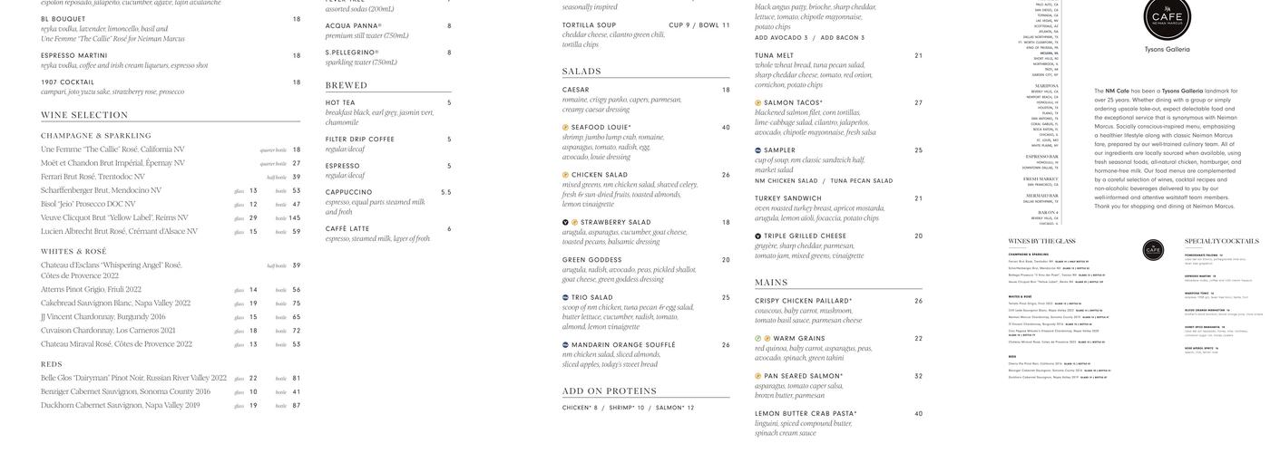 NM Cafe Menu