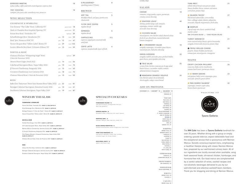 NM Cafe Menu