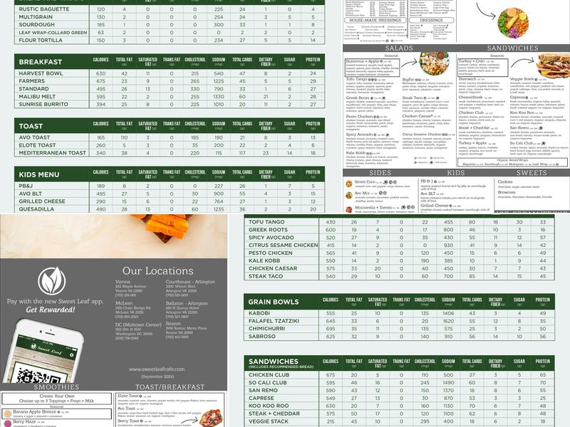 Sweet Leaf Menu