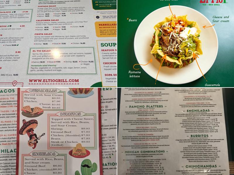 El Tio Tex-Mex Grill Menu