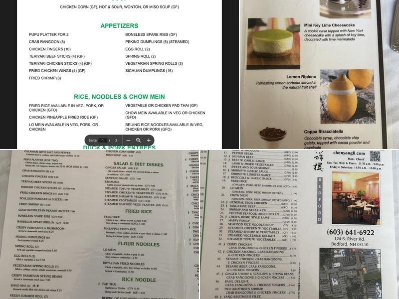 Chen Yang Li Restaurant Menu