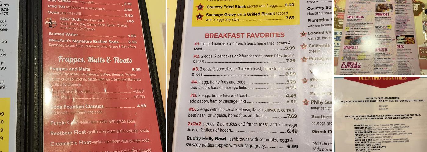 Mary Ann's Diner Menu