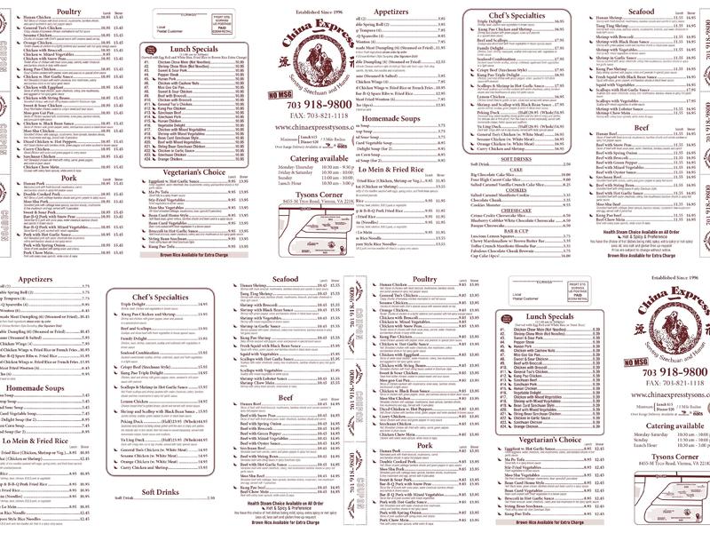 China Express Menu
