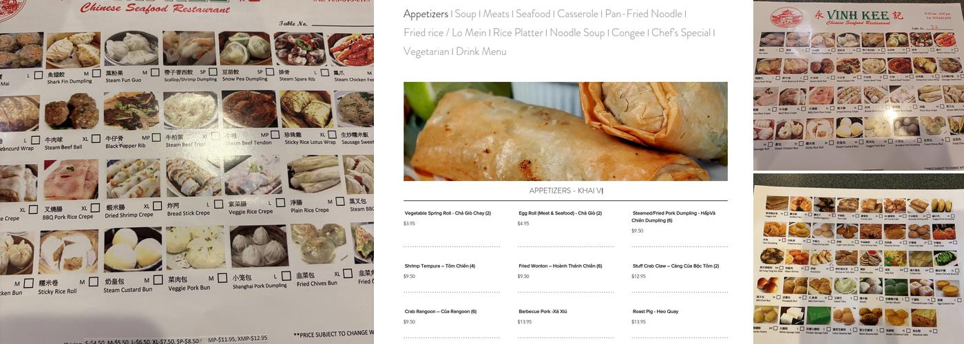 Vinh Kee Chinese Restaurant Menu