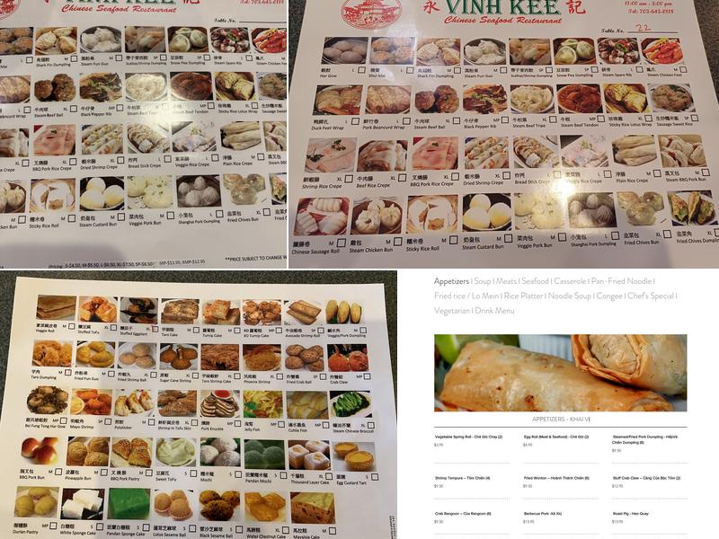 Vinh Kee Chinese Restaurant Menu