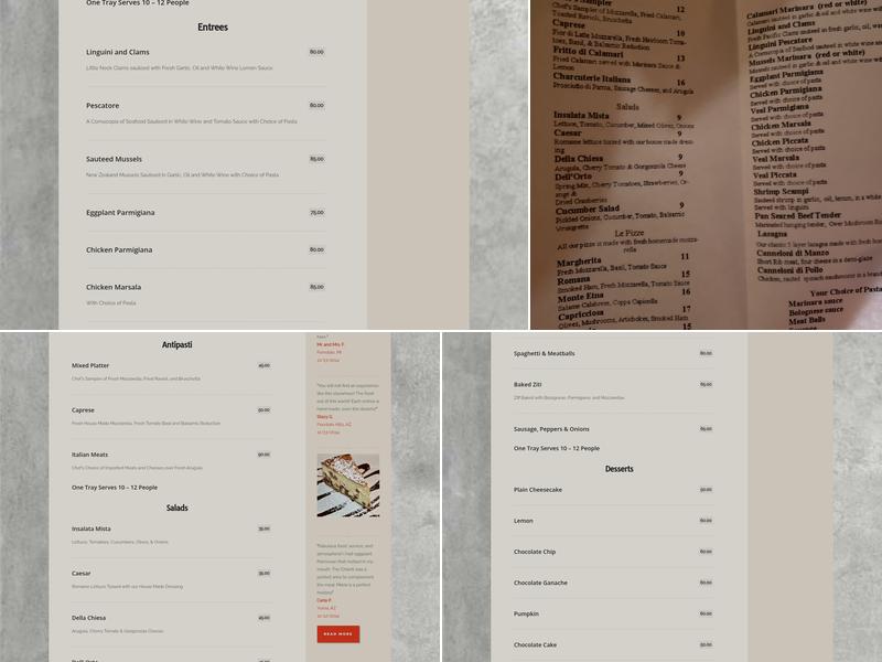 Sapori D'Italia Menu