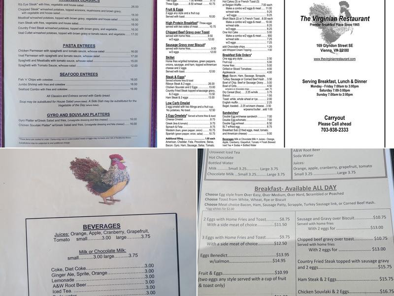 The Virginian restaurant Menu