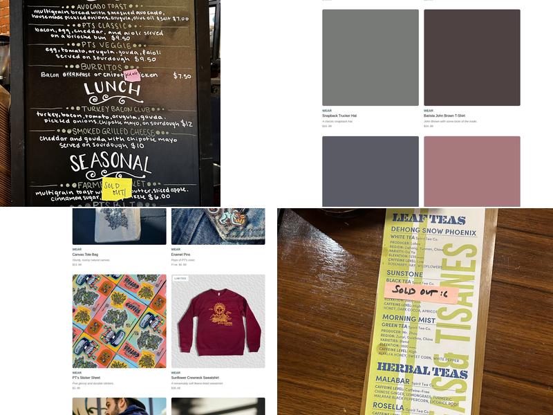 PT's Coffee - Crossroads Menu