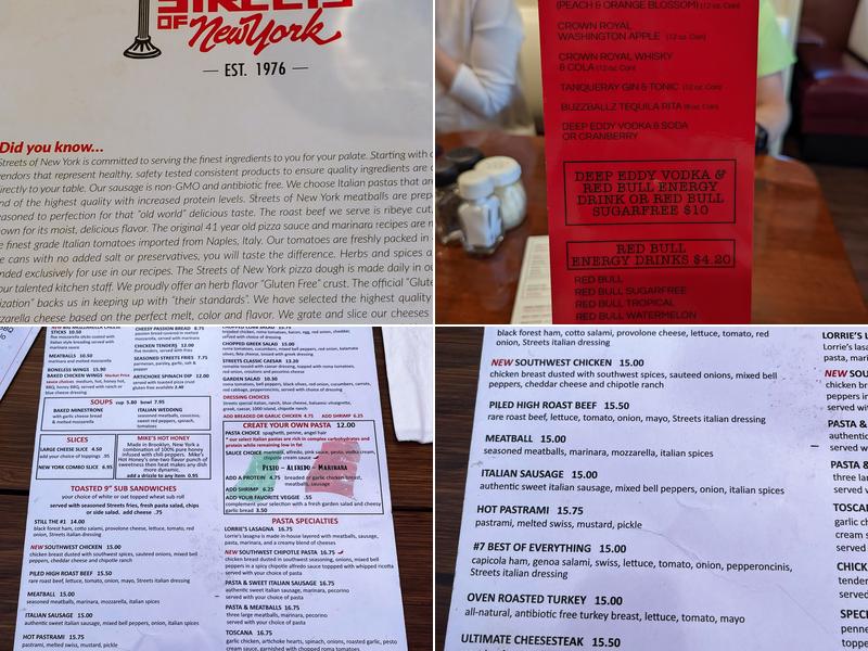 Streets of New York Menu