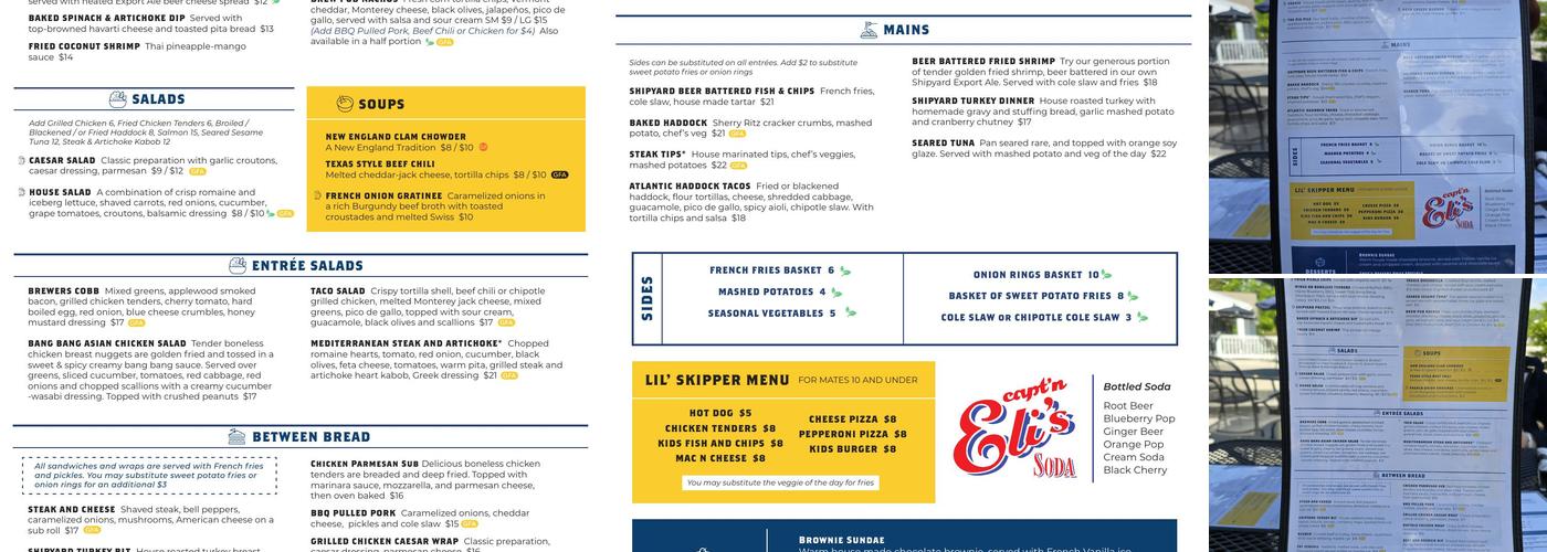 Shipyard Brew Pub Eliot Menu