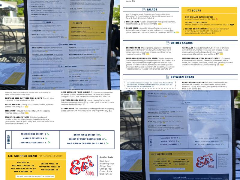 Shipyard Brew Pub Eliot Menu