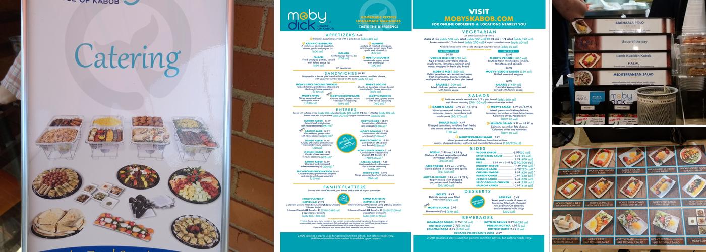 Moby Dick House of Kabob Menu