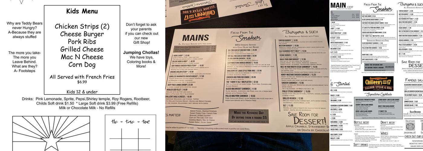 Chilleen's on 17 Menu