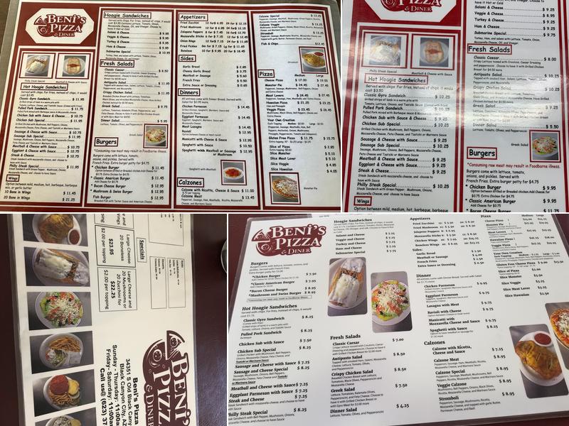 Beni's Pizza Menu