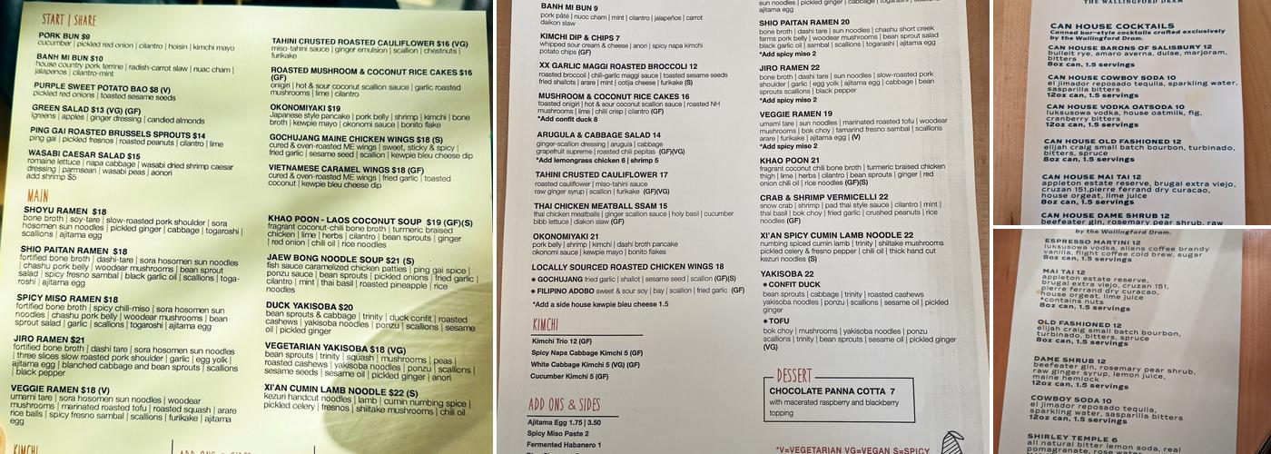 Anju Noodle Bar Menu